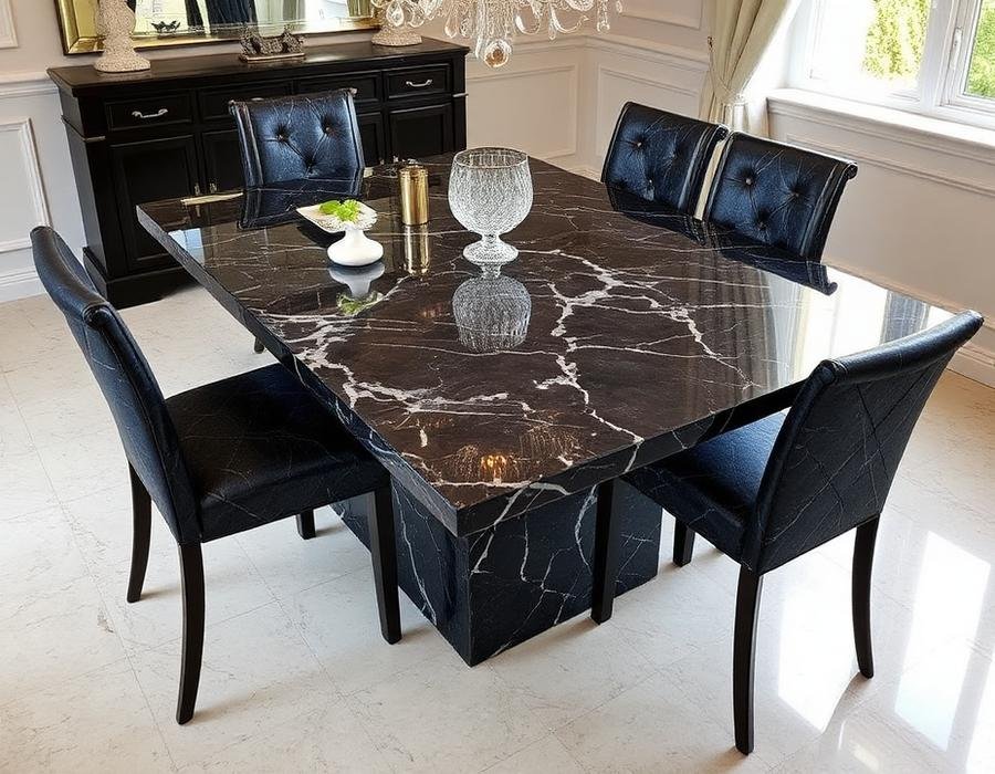 Dark Marble Dining Table